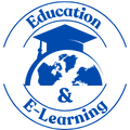 Circular Education & E-Learning icon with a stylized globe and the text 'Education & E-Learning.