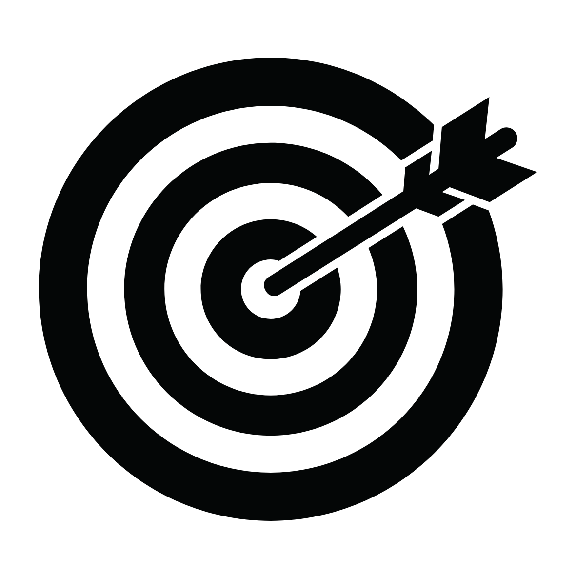 Black and white target and arrow icon